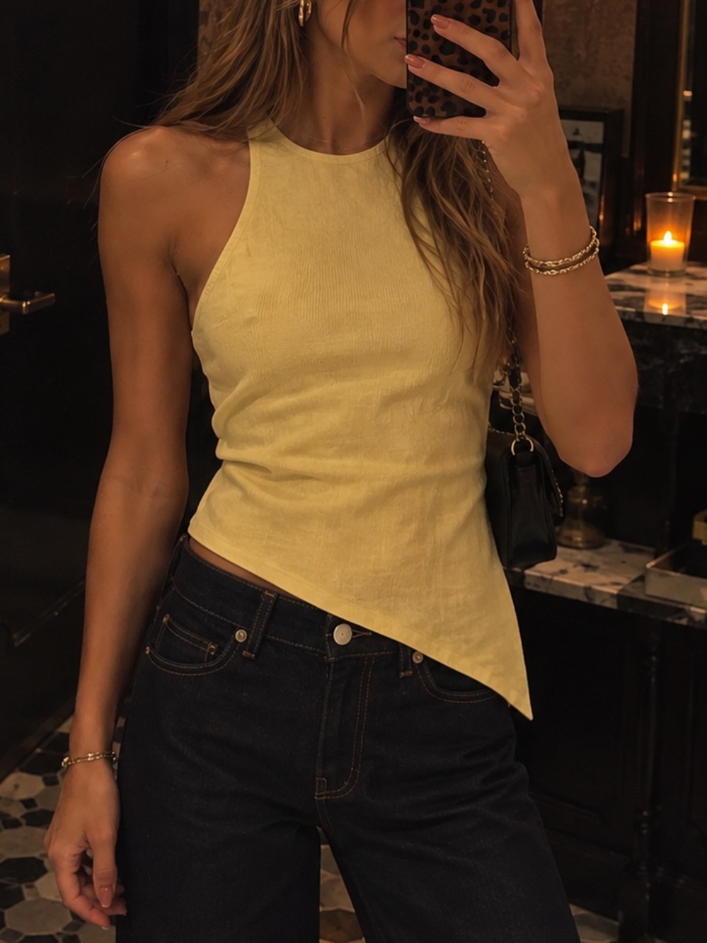 Reformation Reese Linen Top in Yellow